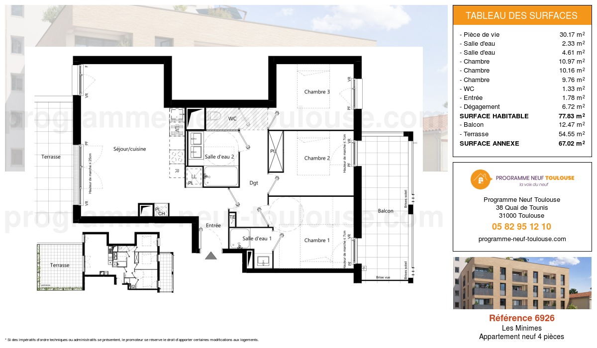 Plan pour un Appartement neuf de  77.83m² à
					Les Minimes