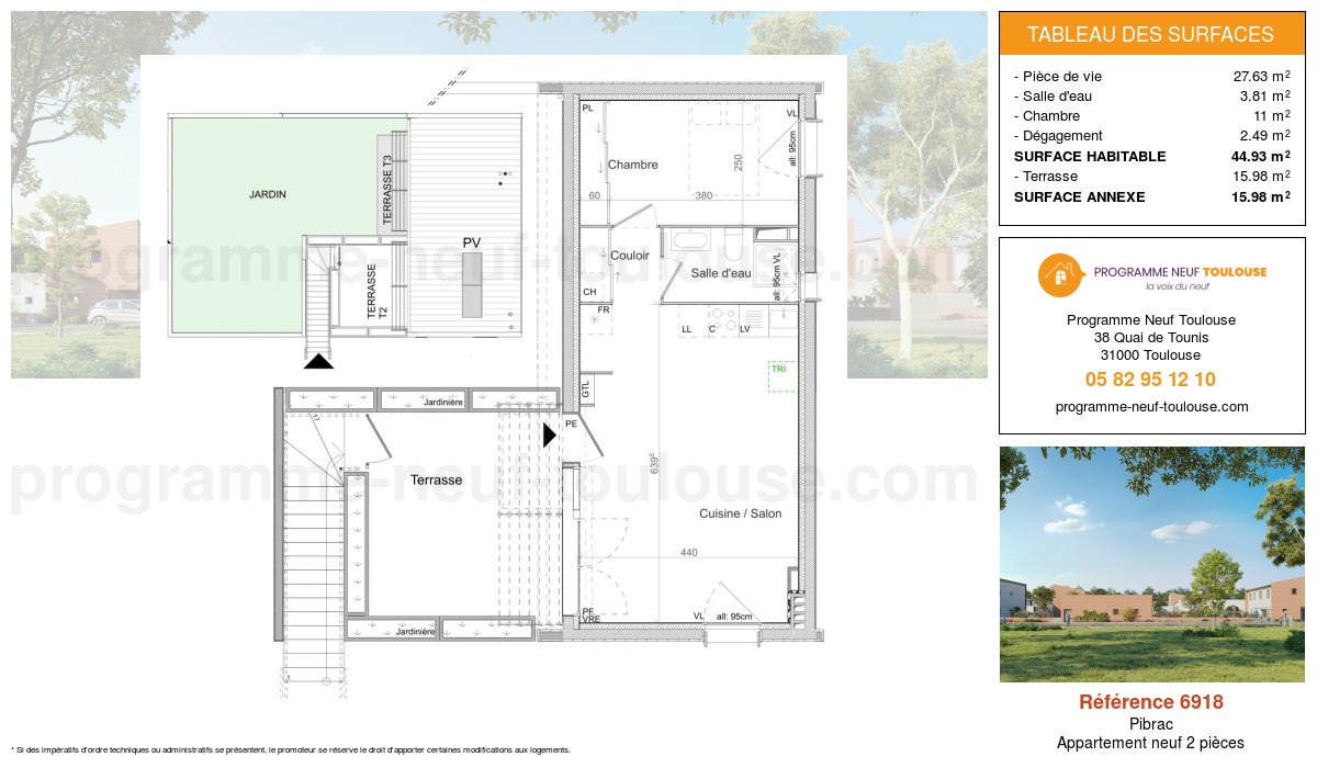 Plan pour un Appartement neuf de  44.97m² à
					Pibrac