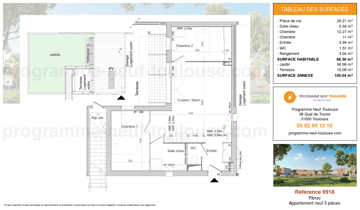 Plan pour un Appartement neuf de  63.32m² à
					Pibrac