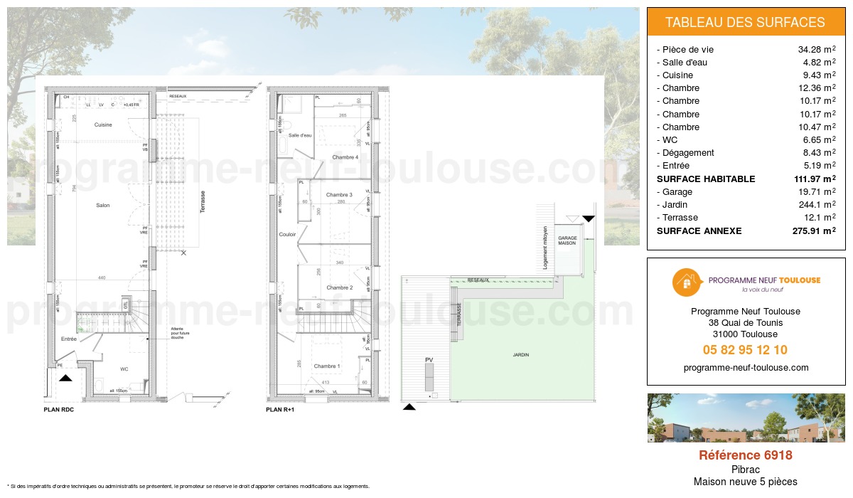 Plan pour un Maison neuve de  111.97m² à
					Pibrac