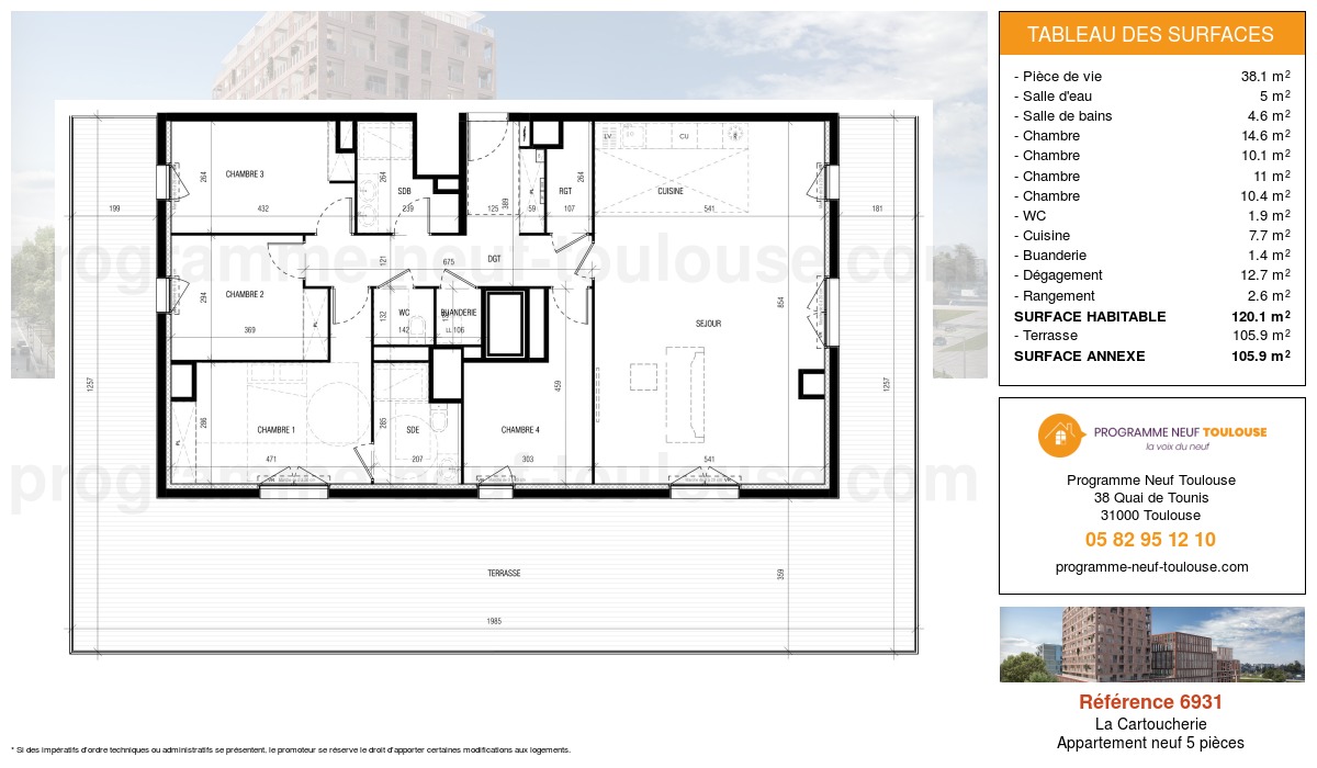 Plan pour un Appartement neuf de  120.1m² à
					La Cartoucherie