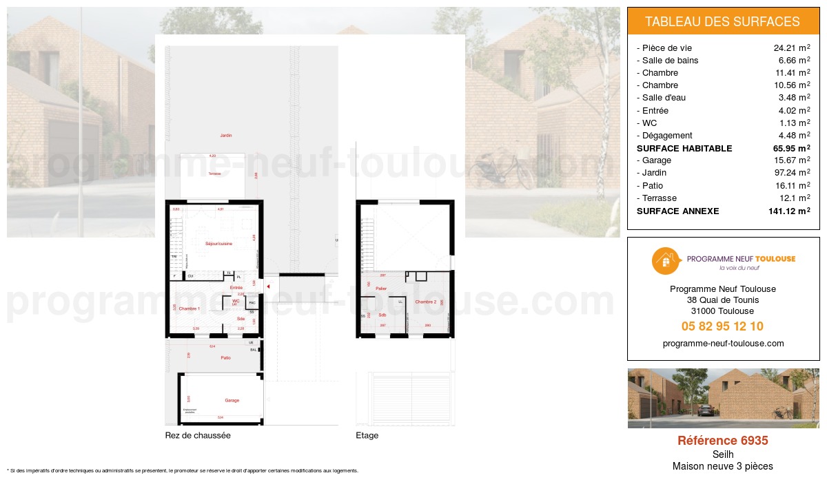 Plan pour un Maison neuve de  65.85m² à
					Seilh