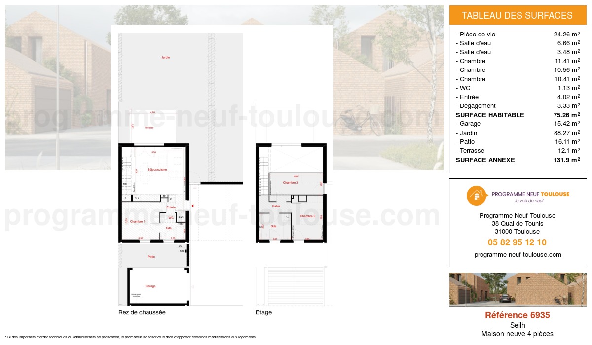 Plan pour un Maison neuve de  75.26m² à
					Seilh