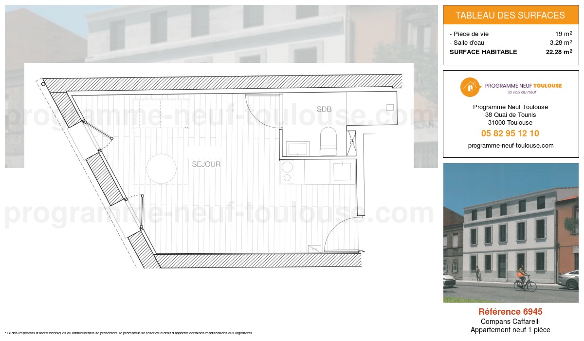 Plan pour un Appartement neuf de  22.28m² à
					Compans Caffarelli