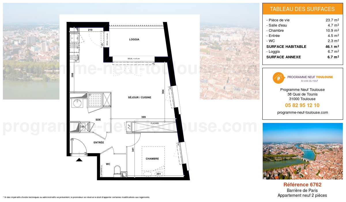 Plan pour un Appartement neuf de  46.1m² à
					Barrière de Paris