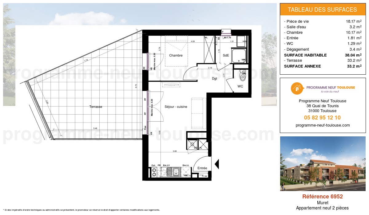 Plan pour un Appartement neuf de  38.04m² à
					Muret