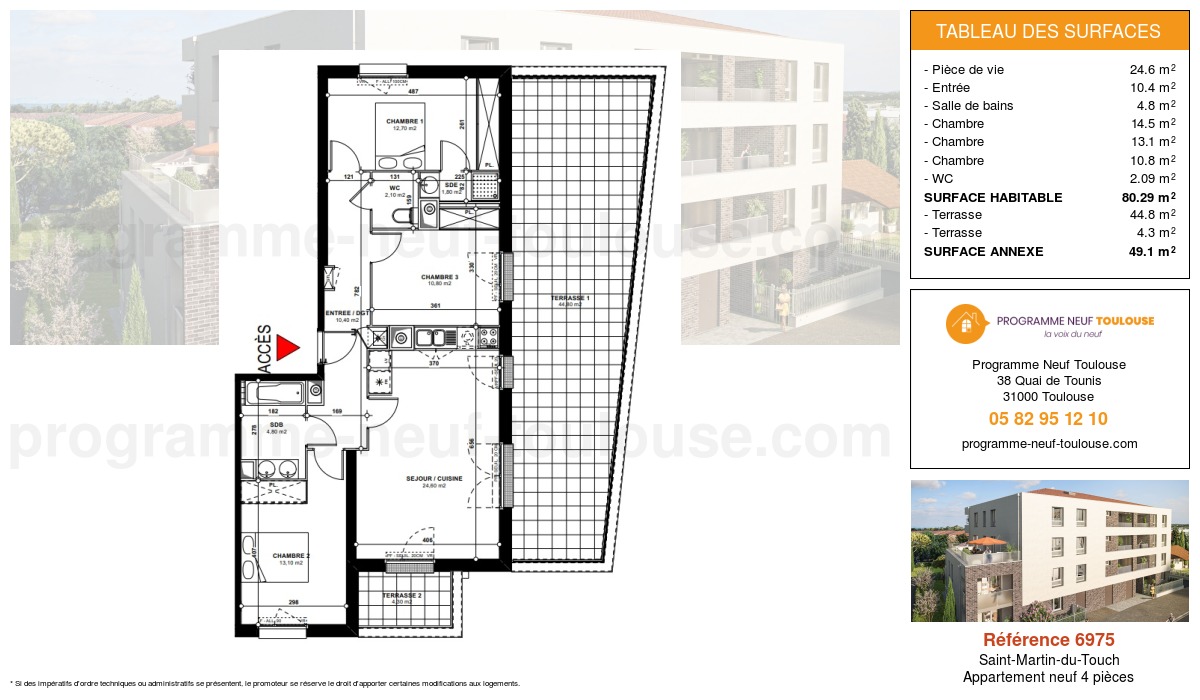 Plan pour un Appartement neuf de  80.3m² à
					Saint-Martin-du-Touch