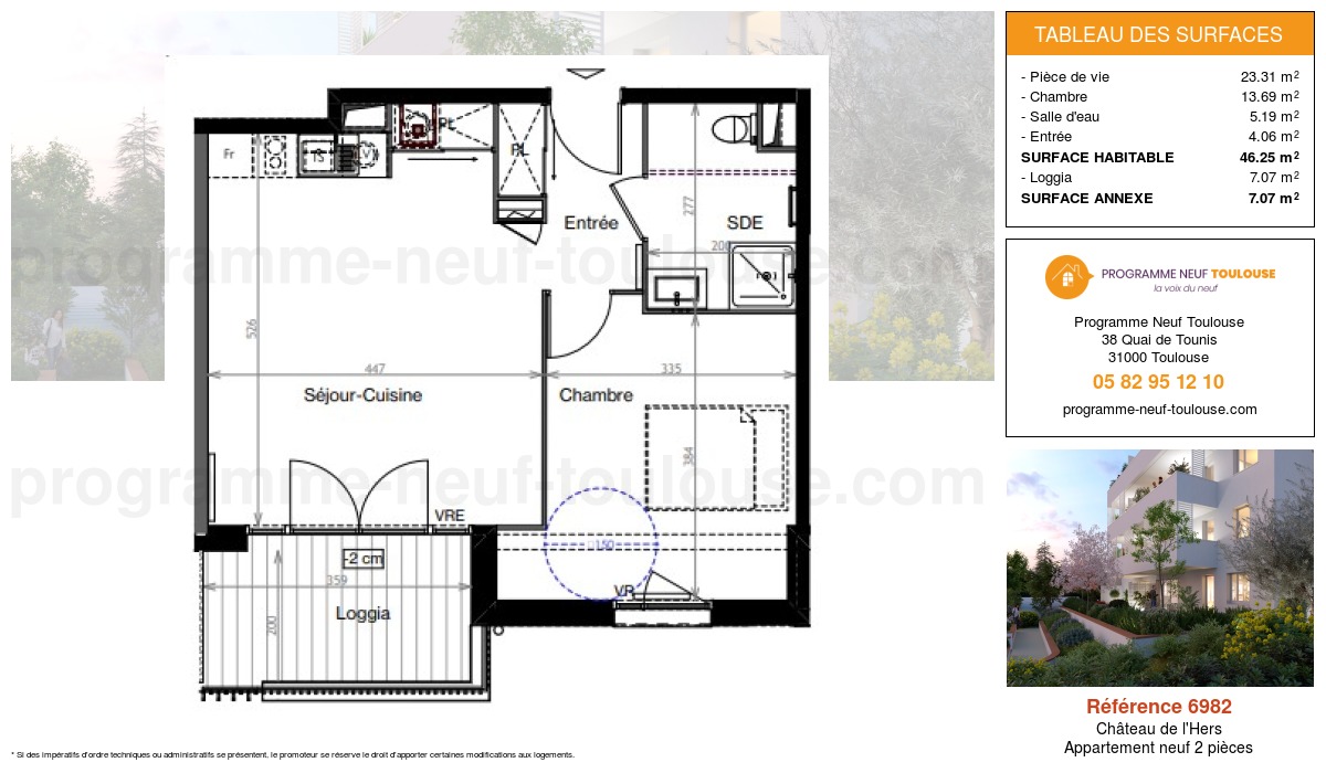 Plan pour un Appartement neuf de  46.25m² à
					Château de l'Hers