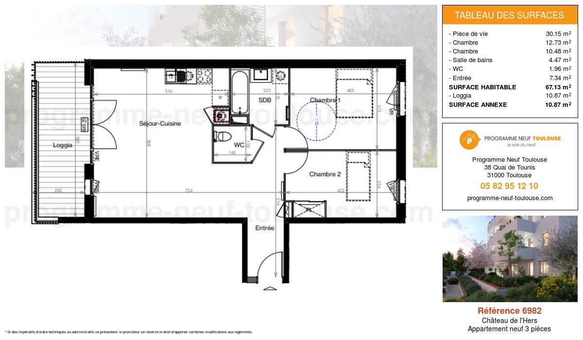 Plan pour un Appartement neuf de  67.13m² à
					Château de l'Hers