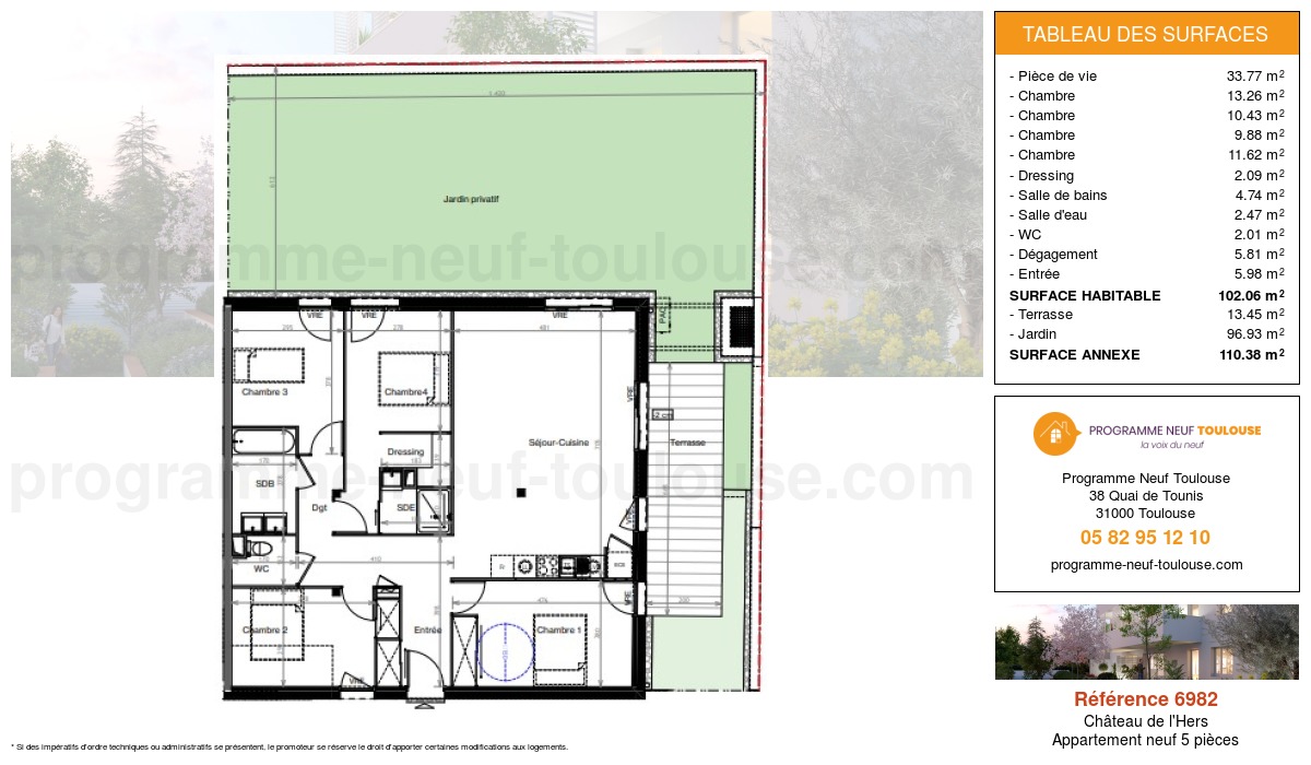 Plan pour un Appartement neuf de  102.06m² à
					Château de l'Hers