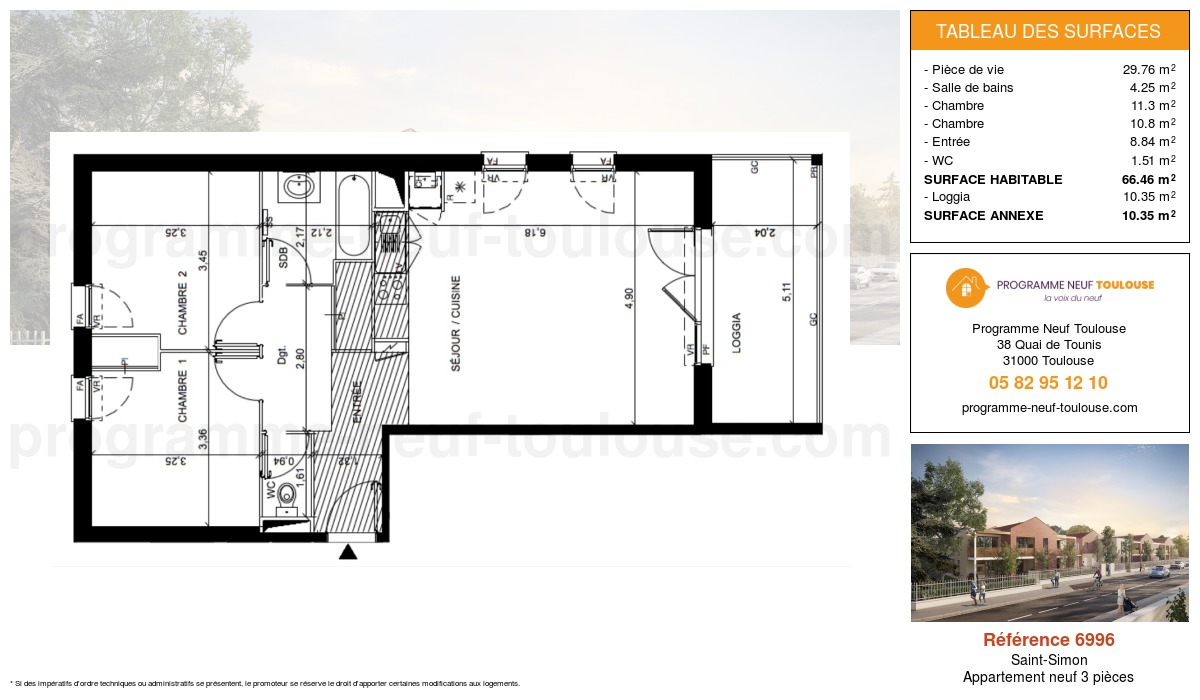 Plan pour un Appartement neuf de  66.46m² à
					Saint-Simon