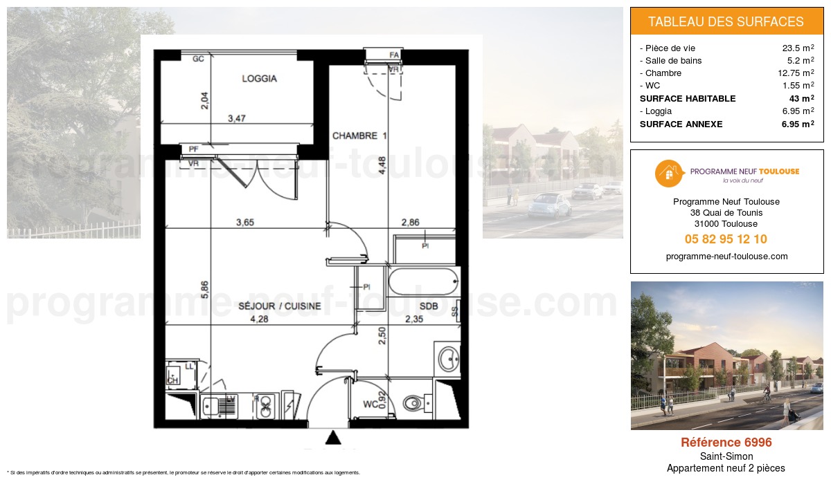 Plan pour un Appartement neuf de  43m² à
					Saint-Simon
