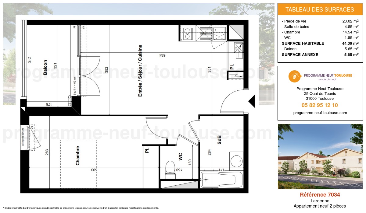 Plan pour un Appartement neuf de  44.36m² à
					Lardenne