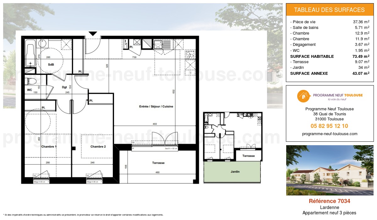 Plan pour un Appartement neuf de  73.49m² à
					Lardenne