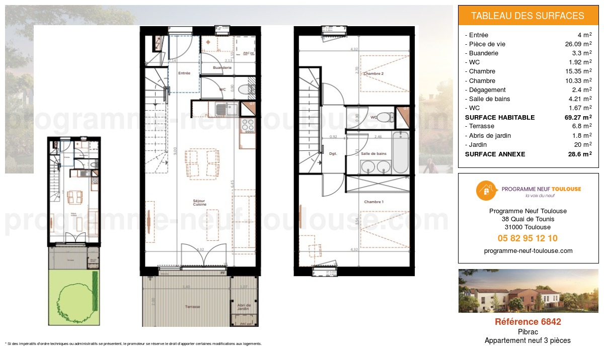 Plan pour un Appartement neuf de  69.27m² à
					Pibrac