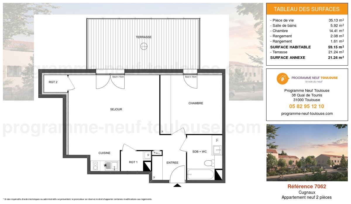 Plan pour un Appartement neuf de  59.15m² à
					Cugnaux