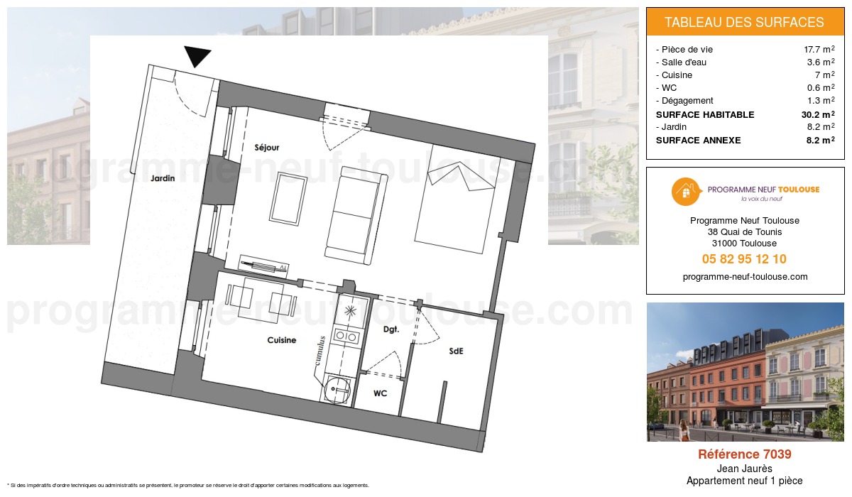 Plan pour un Appartement neuf de  30.02m² à
					Jean Jaurès