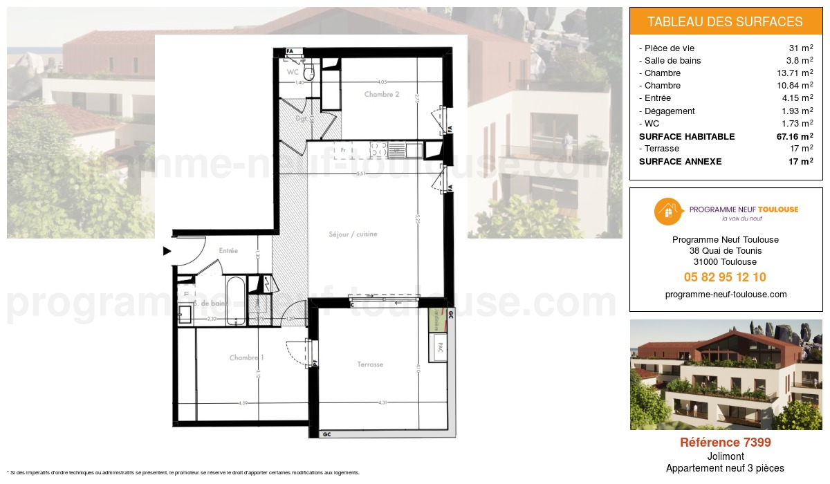 Plan pour un Appartement neuf de  67.16m² à
					Guilheméry