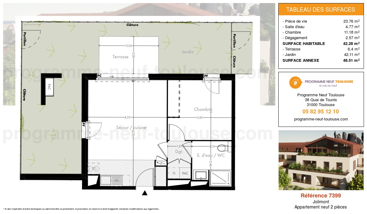 Plan pour un Appartement neuf de  42.28m² à
					Jolimont