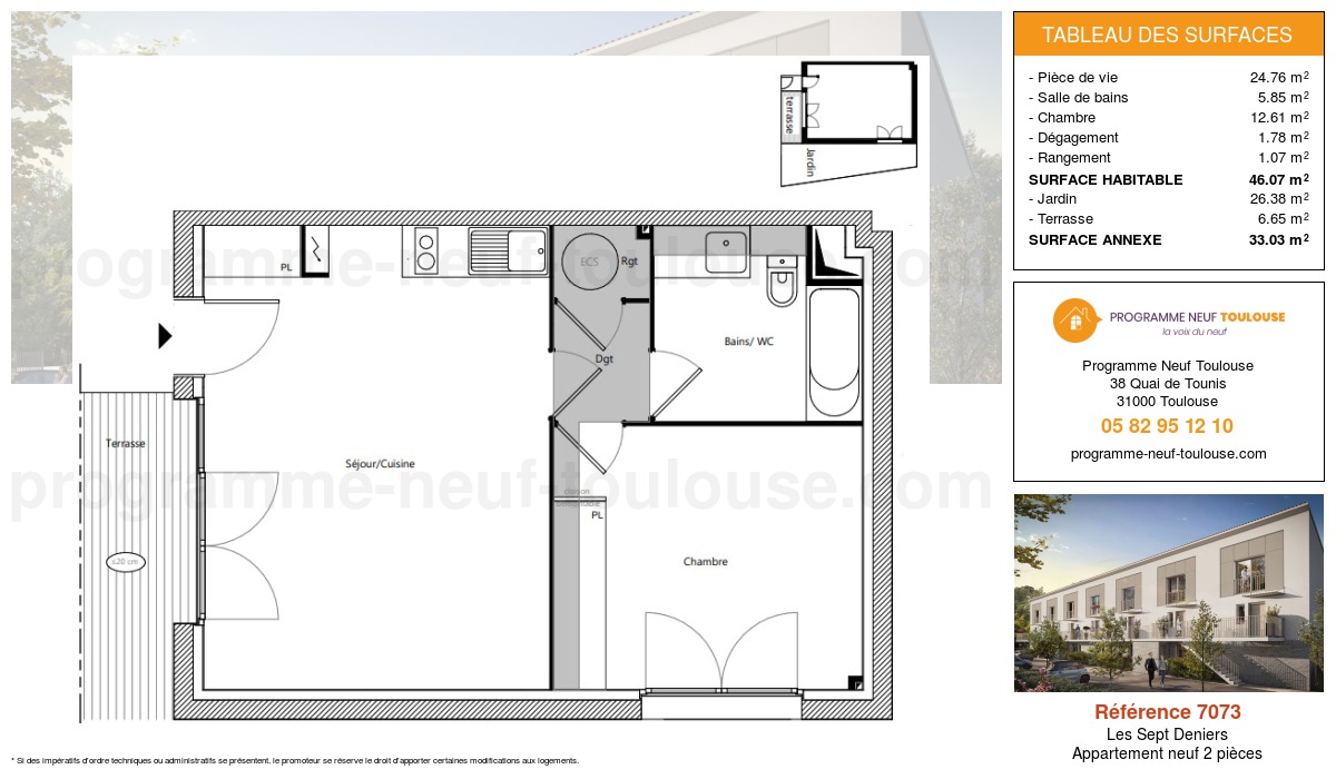 Plan pour un Appartement neuf de  46.07m² à
					Les Sept Deniers