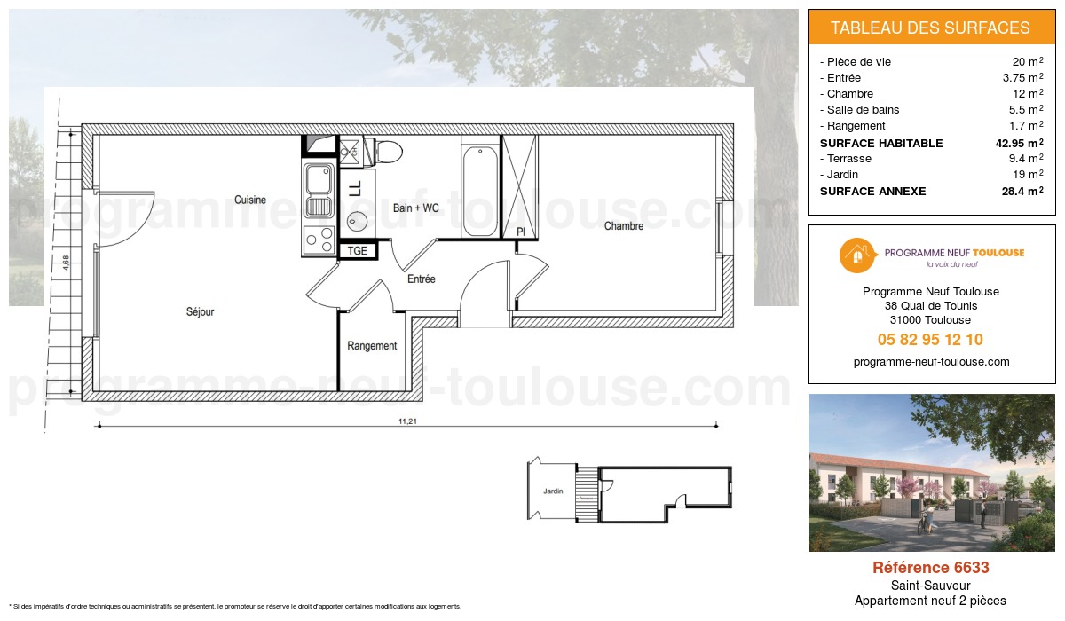 Plan pour un Appartement neuf de  42.85m² à
					Saint-Sauveur