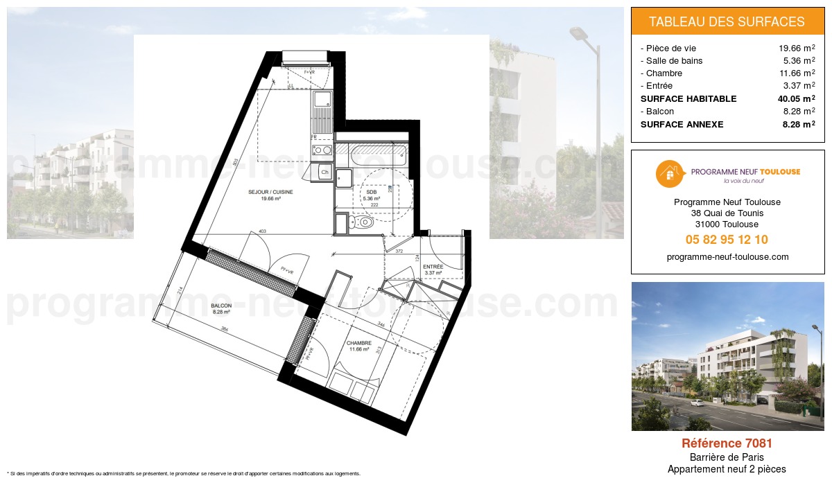 Plan pour un Appartement neuf de  40.05m² à
					Barrière de Paris