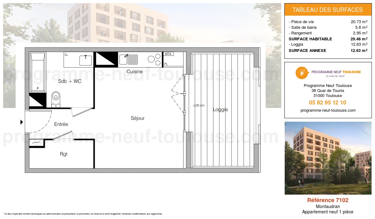 Plan pour un Appartement neuf de  29.48m² à
					Montaudran