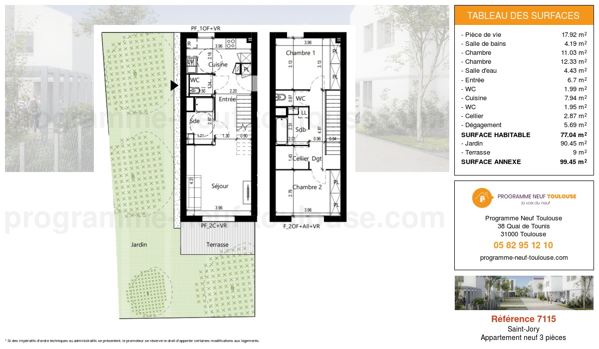Plan pour un Appartement neuf de  77.04m² à
					Saint-Jory