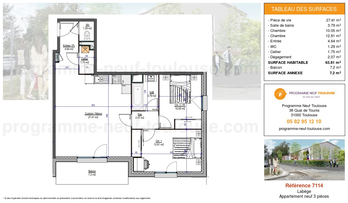 Plan pour un Appartement neuf de  63.81m² à
					Labège
