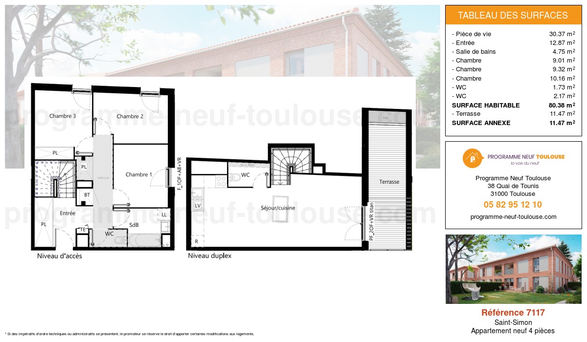 Plan pour un Appartement neuf de  80.38m² à
					Saint-Simon