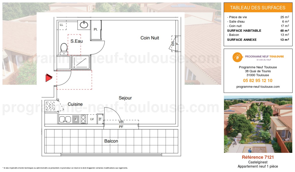 Plan pour un Appartement neuf de  48m² à
					Castelginest