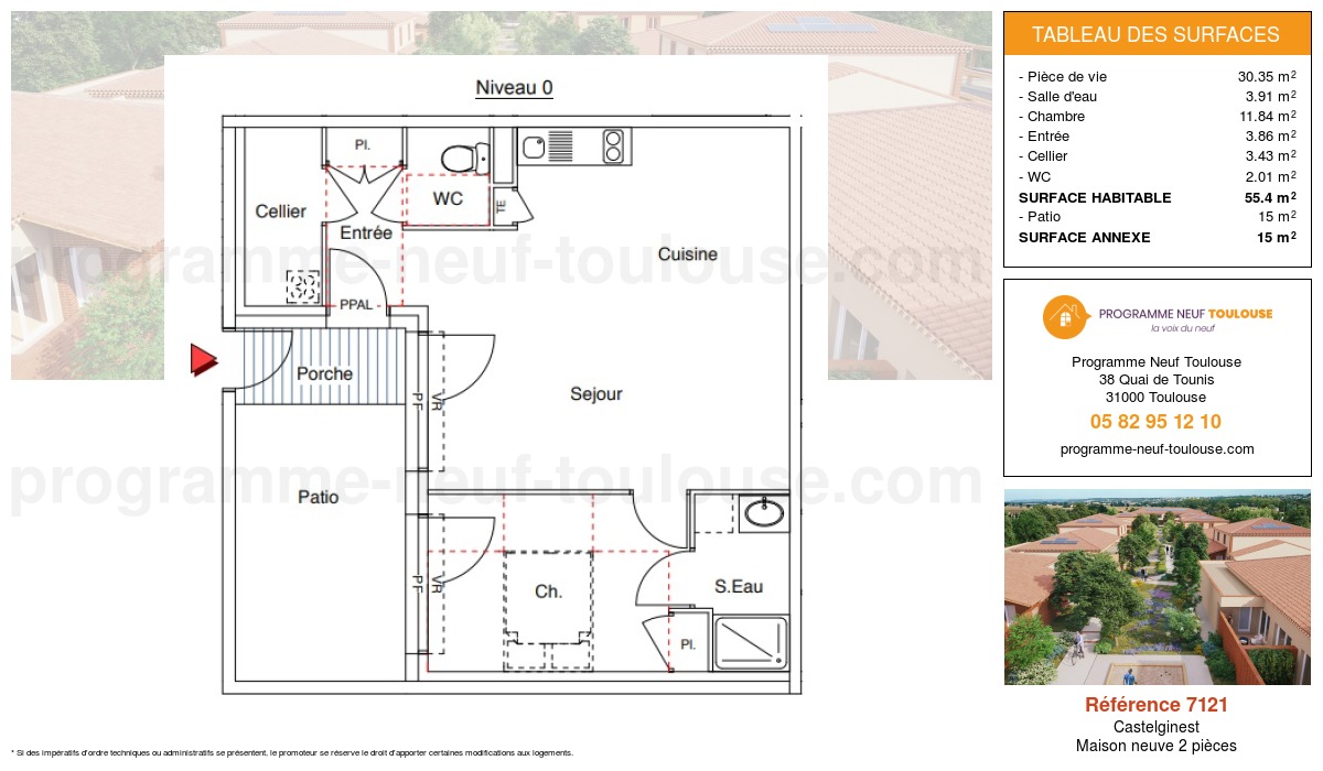 Plan pour un Maison neuve de  55.4m² à
					Castelginest