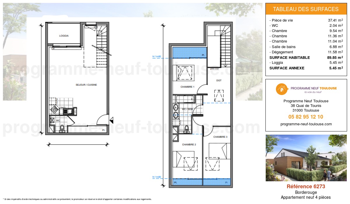 Plan pour un Appartement neuf de  89.85m² à
					Borderouge