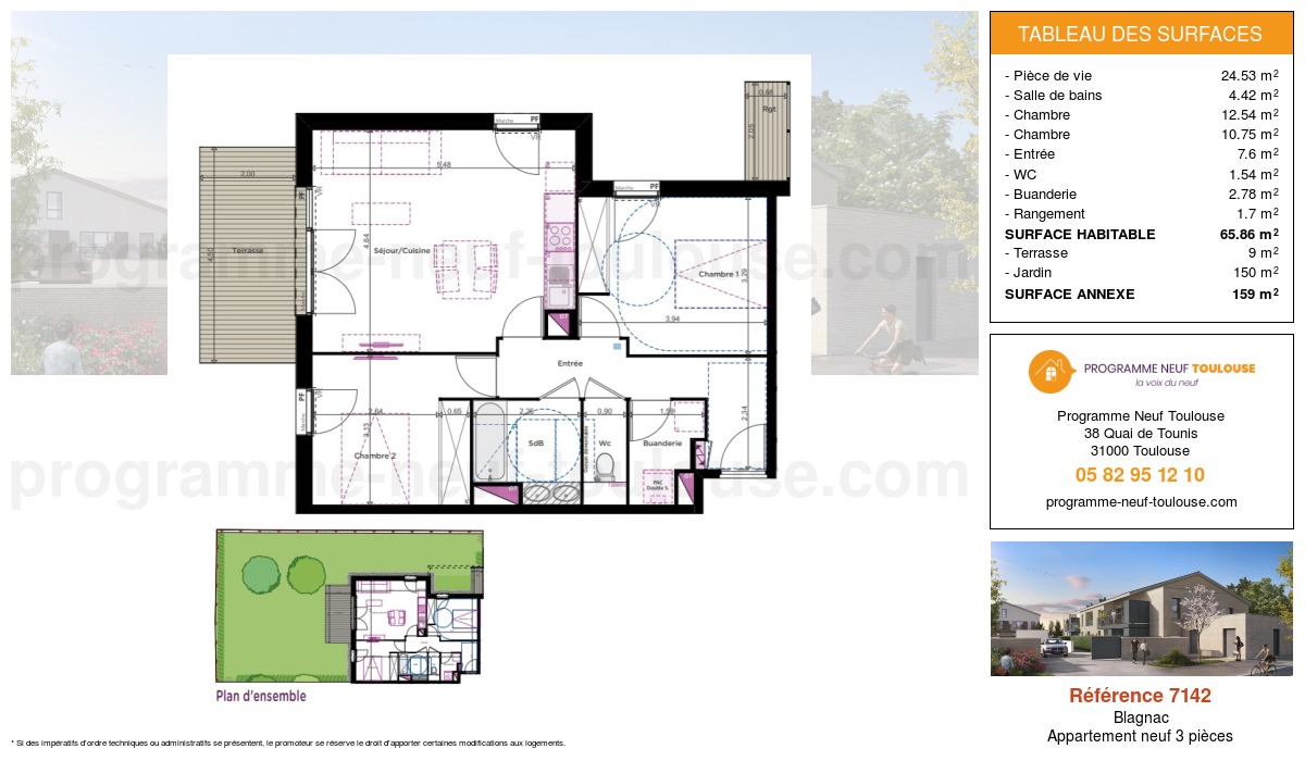 Plan pour un Appartement neuf de  64.16m² à
					Blagnac