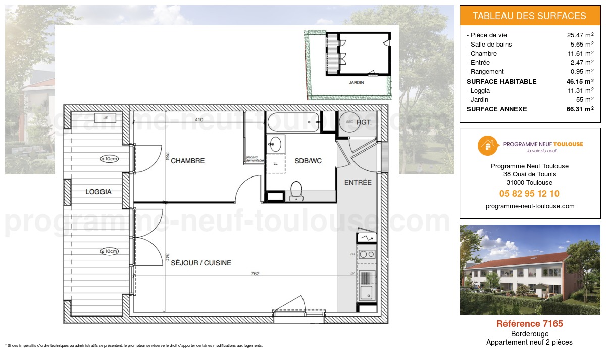 Plan pour un Appartement neuf de  46.15m² à
					Borderouge
