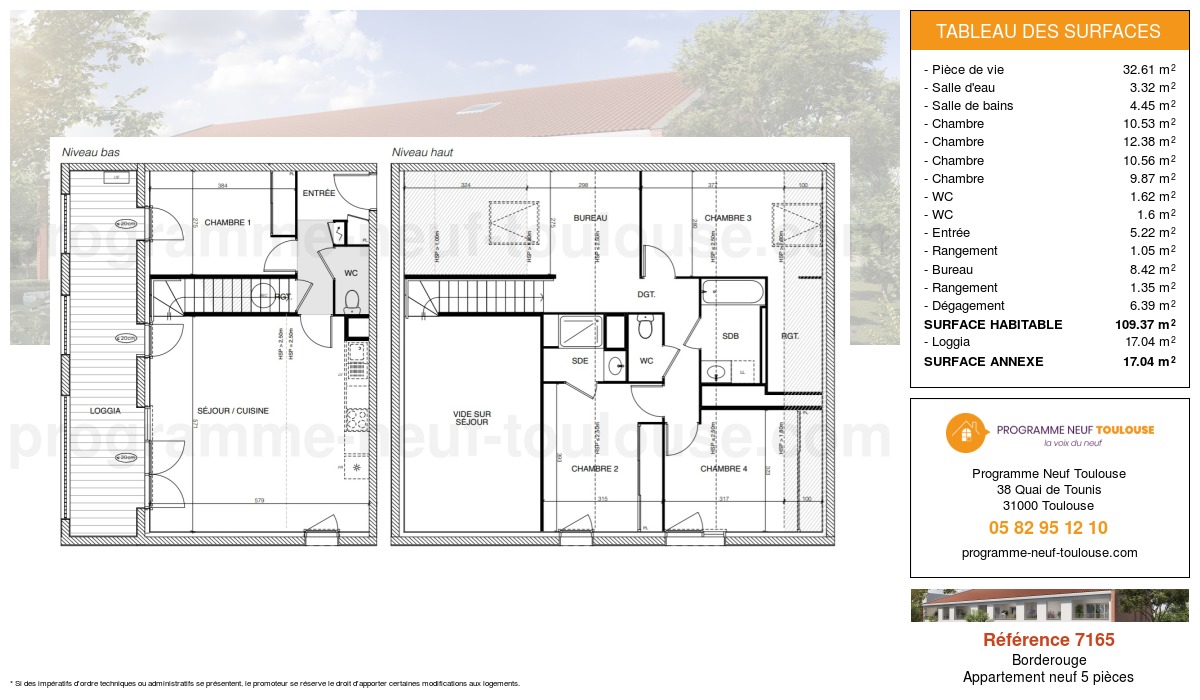 Plan pour un Appartement neuf de  109.37m² à
					Borderouge