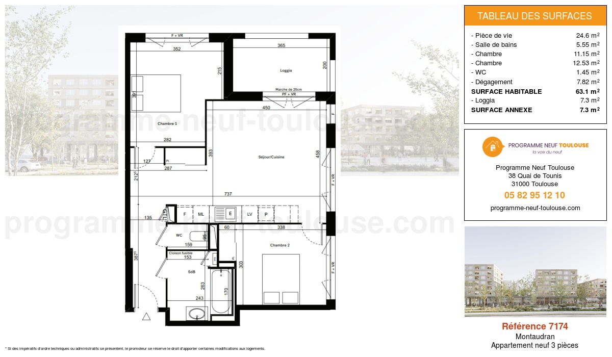 Plan pour un Appartement neuf de  63.1m² à
					Montaudran