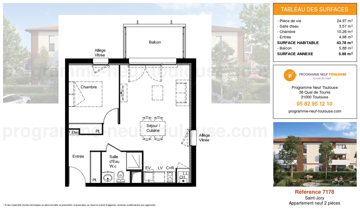 Plan pour un Appartement neuf de  43.78m² à
					Saint-Jory
