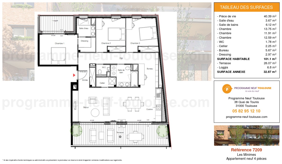Plan pour un Appartement neuf de  111.57m² à
					Les Minimes