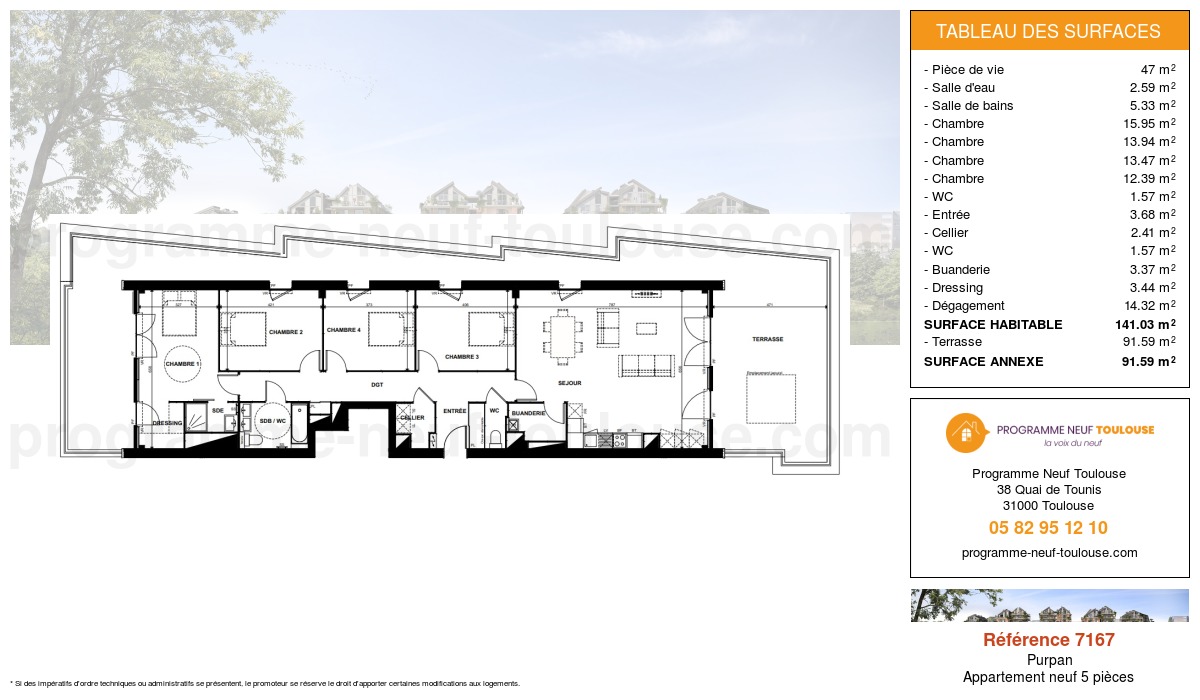 Plan pour un Appartement neuf de  139.46m² à
					Purpan