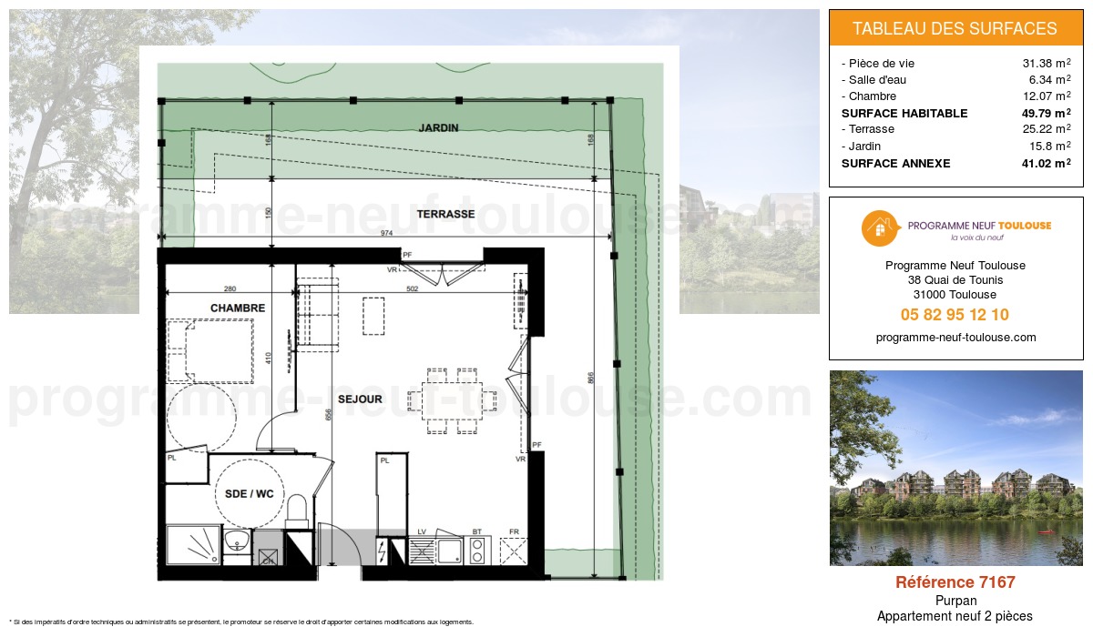 Plan pour un Appartement neuf de  49.79m² à
					Purpan