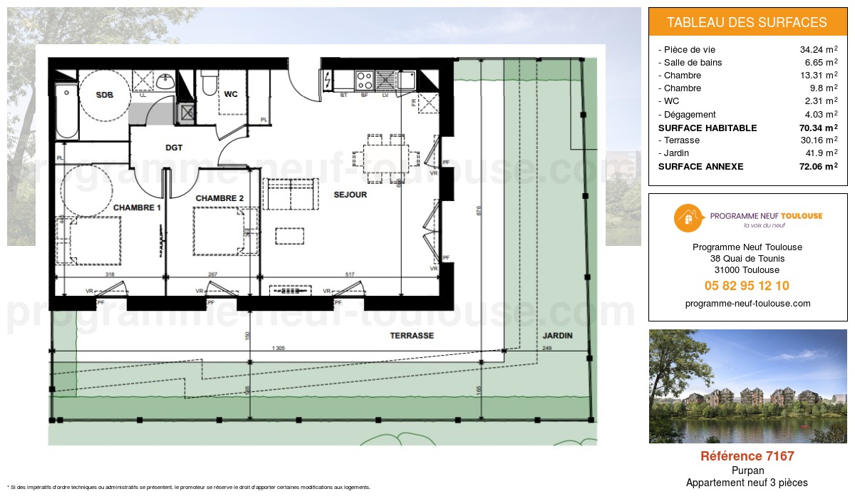 Plan pour un Appartement neuf de  70.34m² à
					Purpan