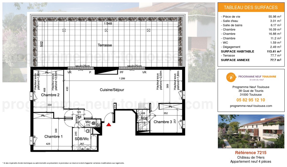 Plan pour un Appartement neuf de  113.41m² à
					Château de l'Hers