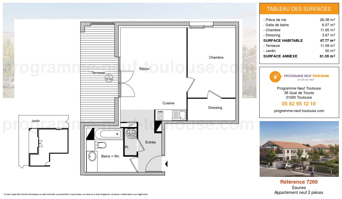 Plan pour un Appartement neuf de  47.77m² à
					Eaunes