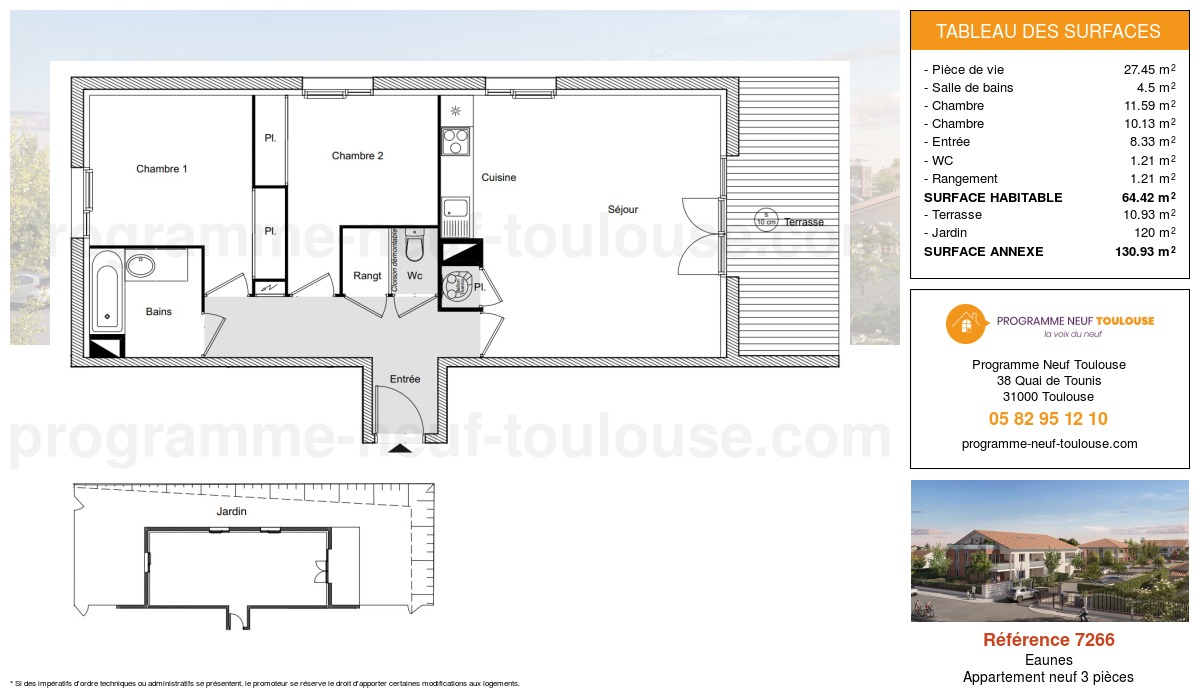 Plan pour un Appartement neuf de  64.42m² à
					Eaunes