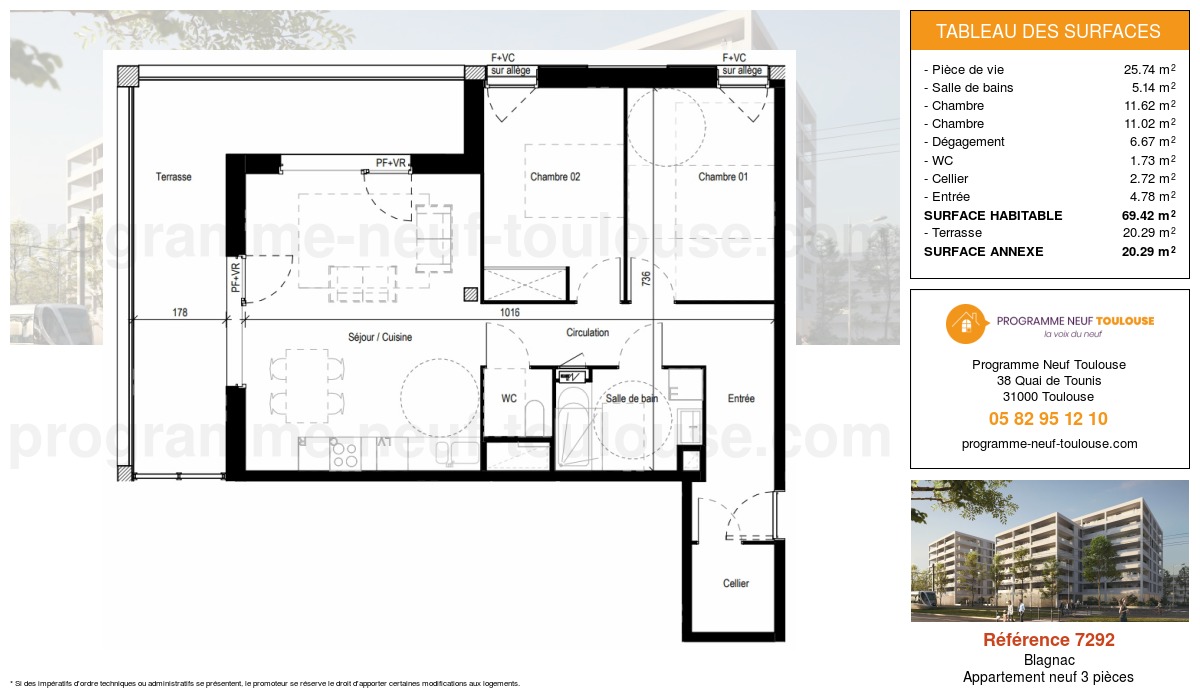 Plan pour un Appartement neuf de  69.41m² à
					Blagnac
