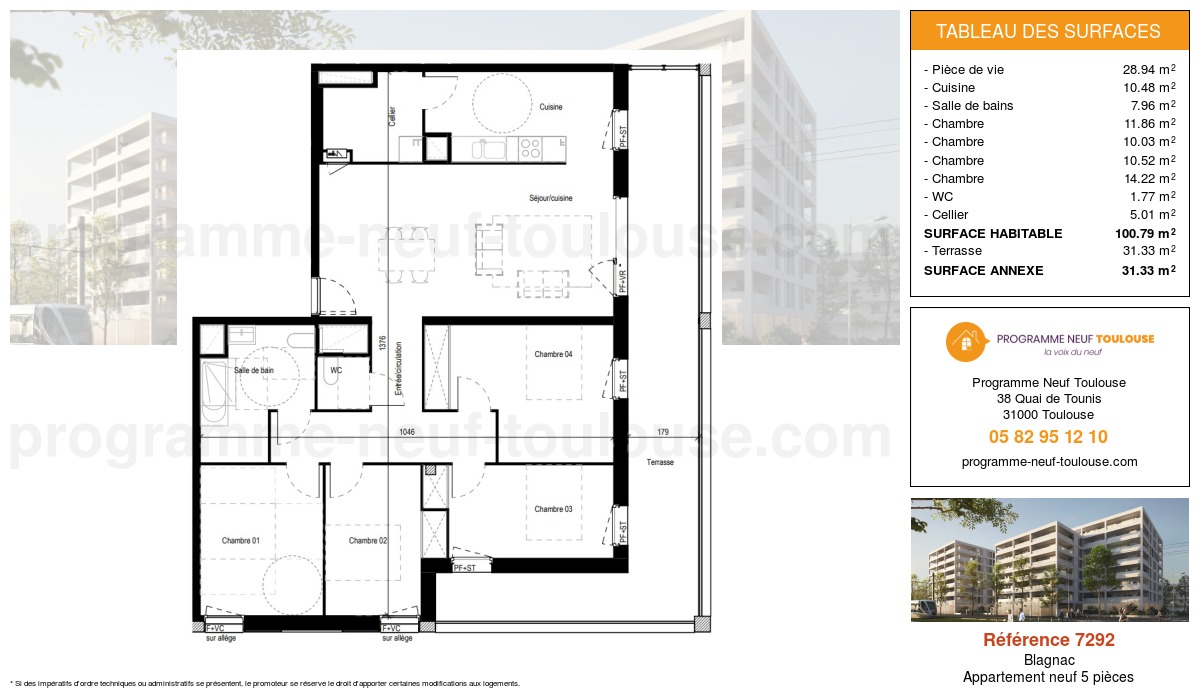 Plan pour un Appartement neuf de  111.13m² à
					Blagnac
