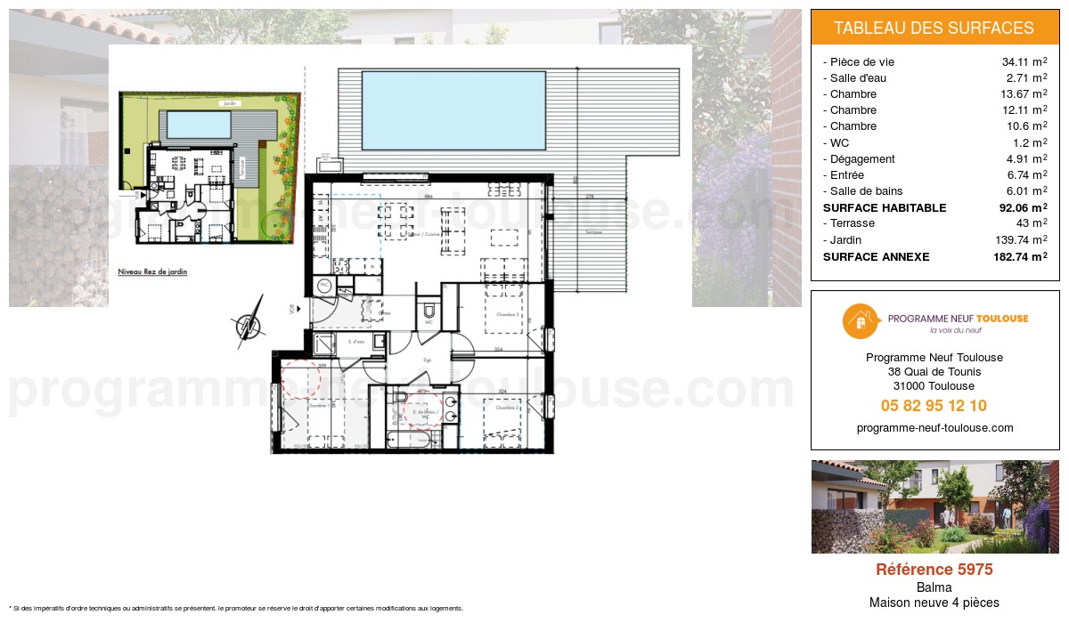 Plan pour un Maison neuve de  92.06m² à
					Balma