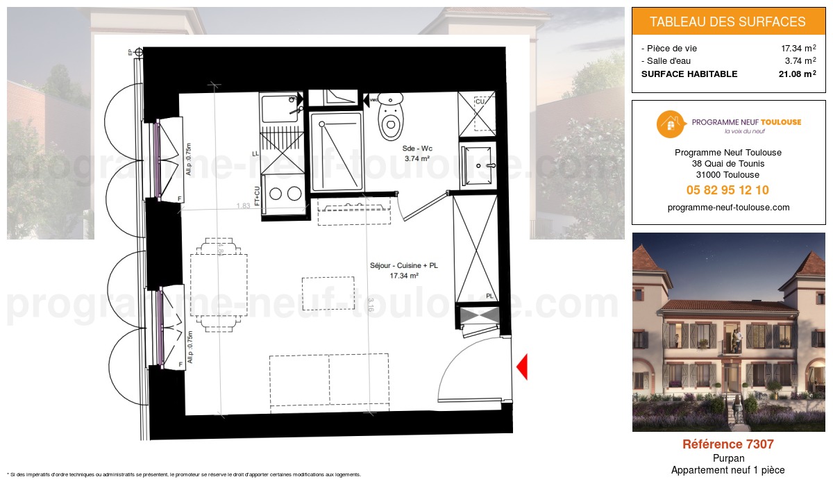 Plan pour un Appartement neuf de  20.93m² à
					Purpan