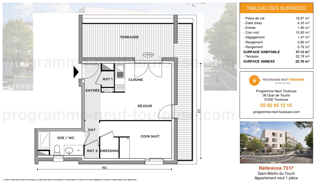 Plan pour un Appartement neuf de  37.12m² à
					Saint-Martin-du-Touch